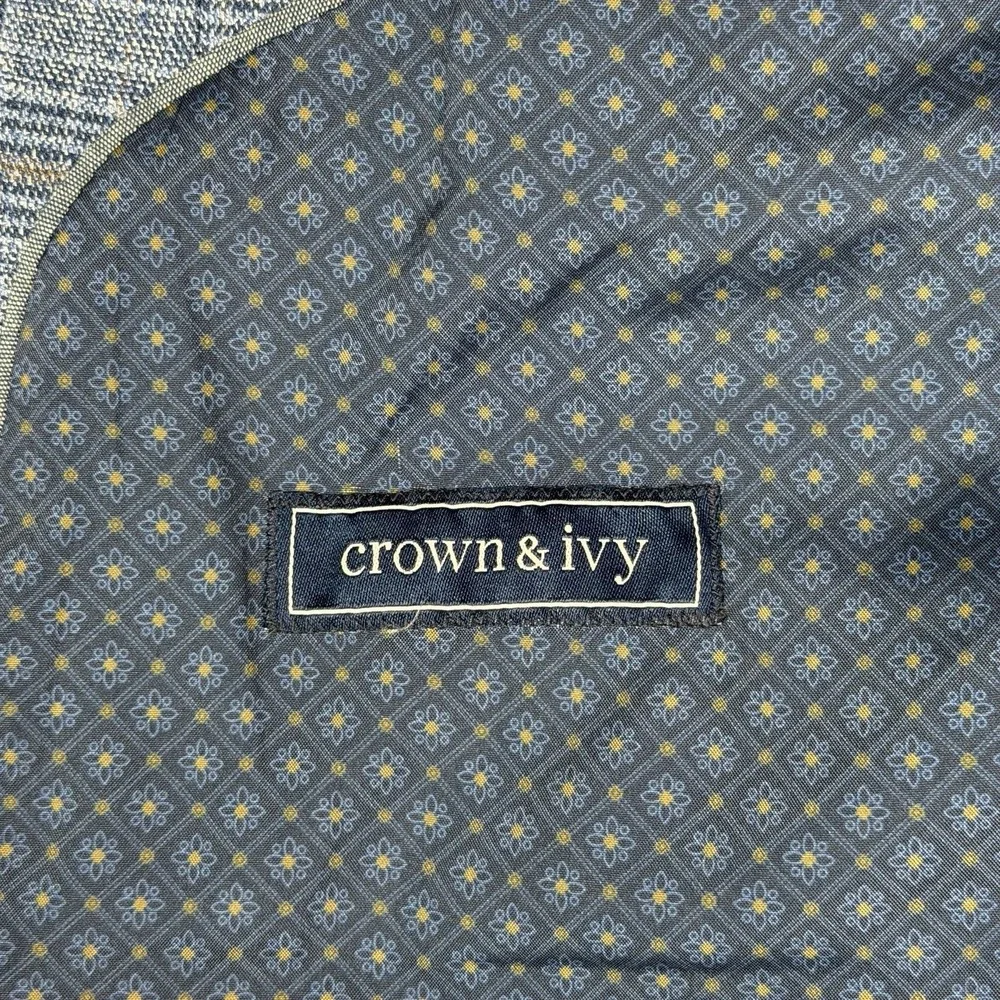 New Crown & Ivy Men's 54R Blue Plaid Sport Coat Blazer Double Vented Stretch